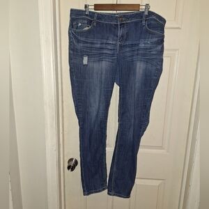 YMI Blue Skinny Jeans with Distressed Details